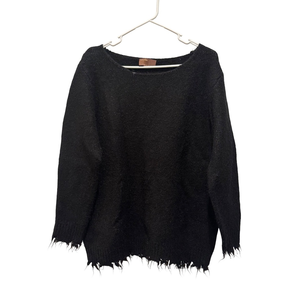 KERISMA Black Distressed Knit Sweater‎ Loose Fit Alpaca Blend Women's M/L